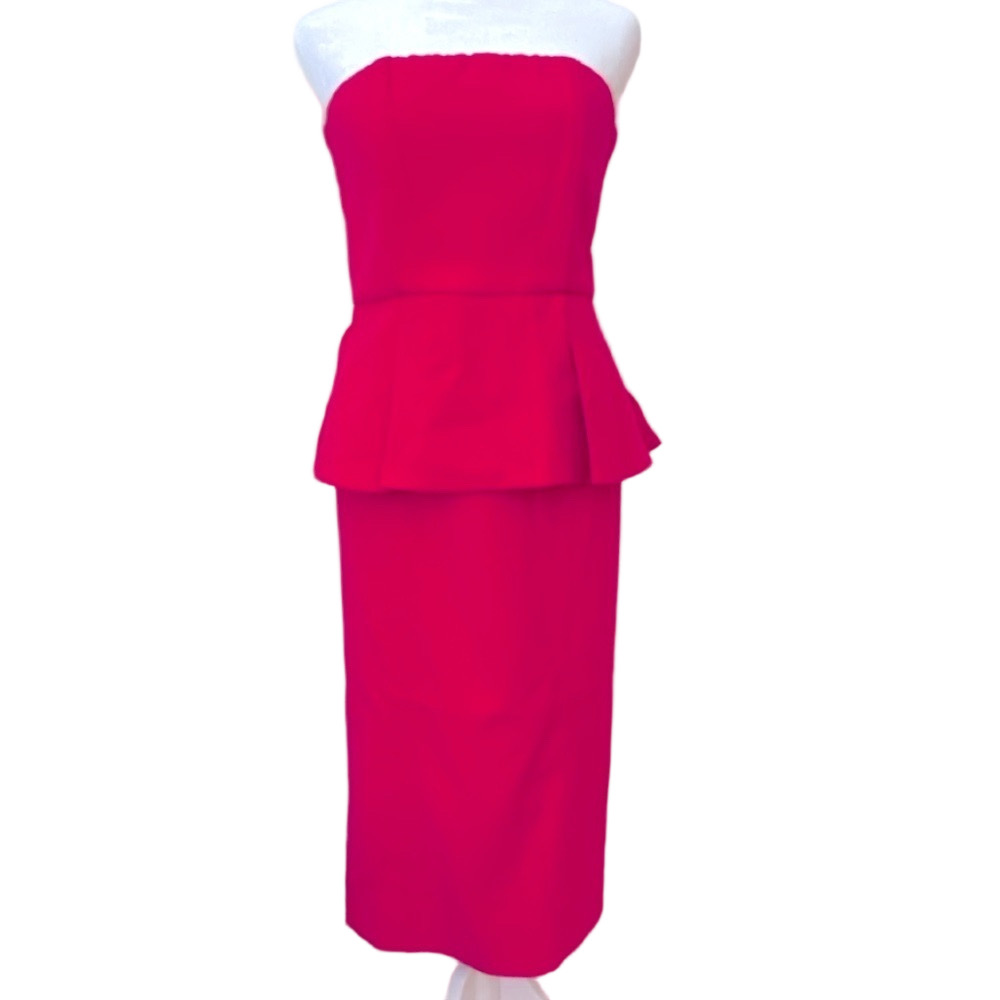 Alice and Olivia Cherry Strapless Peplum Dress Size 6